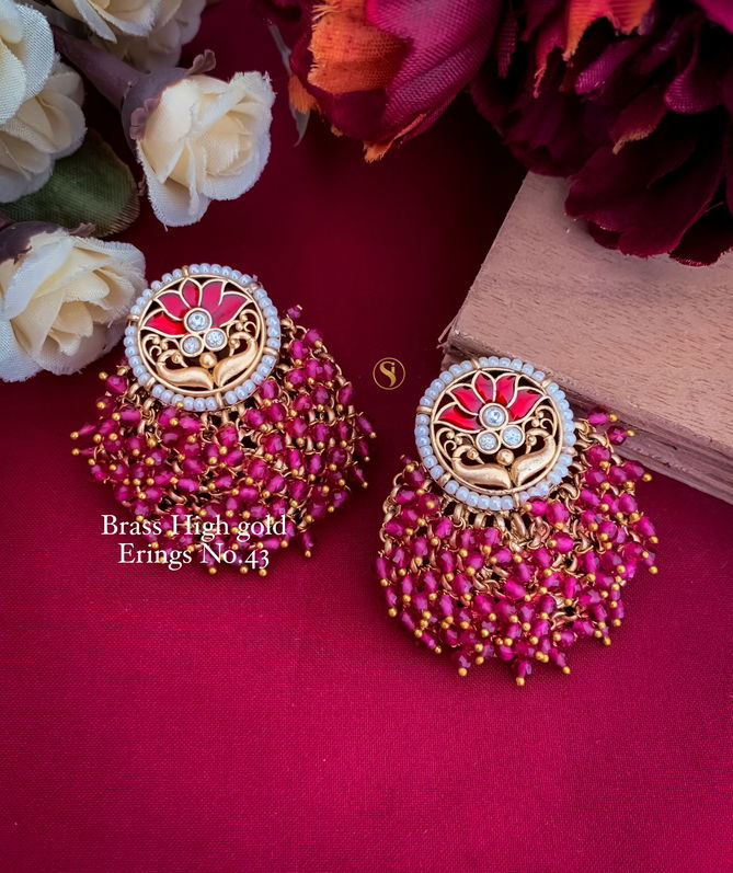  Earrings Brass High Gold Earrings Wholesale Price In Surat

